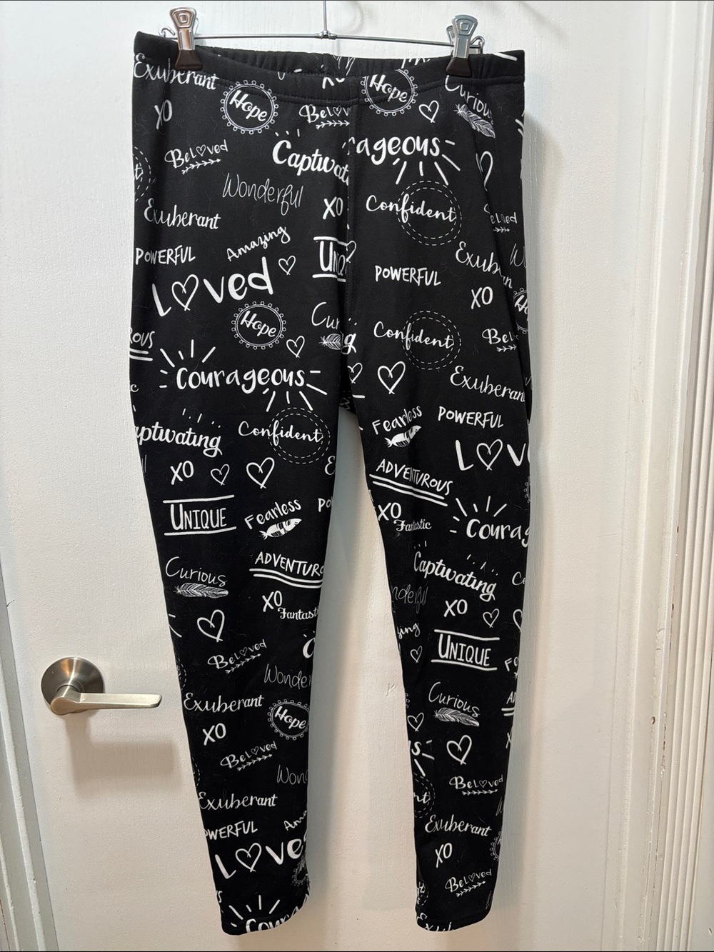 Women’s Black Graphic Leggings with Positive Word Print